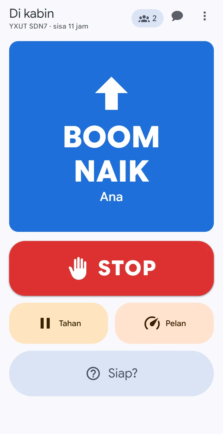 Ponsel di kabin: Boom naik memenuhi layar dengan siapa yang memanggilnya, dan Stop, Tahan dan Pelan hanya sekali sentuh.